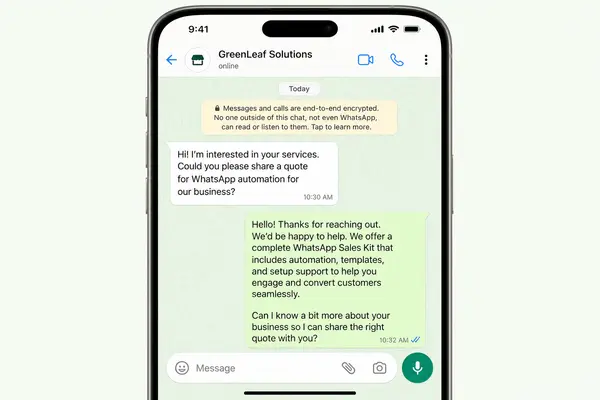 Ejemplo visual de conversación de WhatsApp que convierte